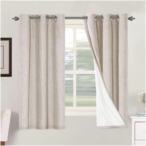 H.VERSAILTEX 100% Blackout Linen Curtains 2 Panels Grommet 42x63, Color Natural